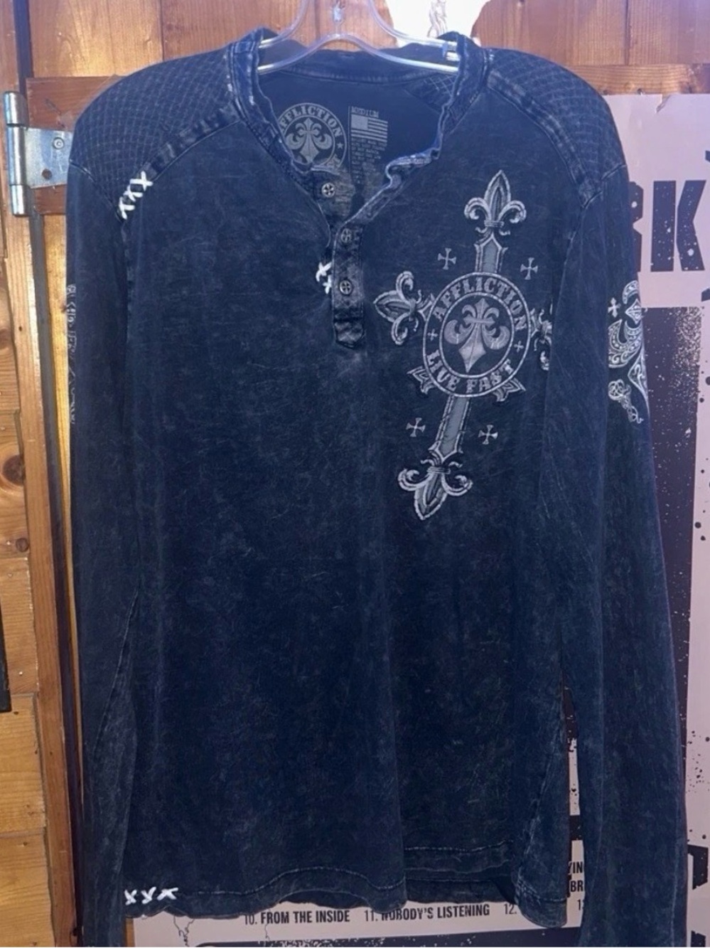 Affliction Black Washed Graphic Long Sleeve Shirt